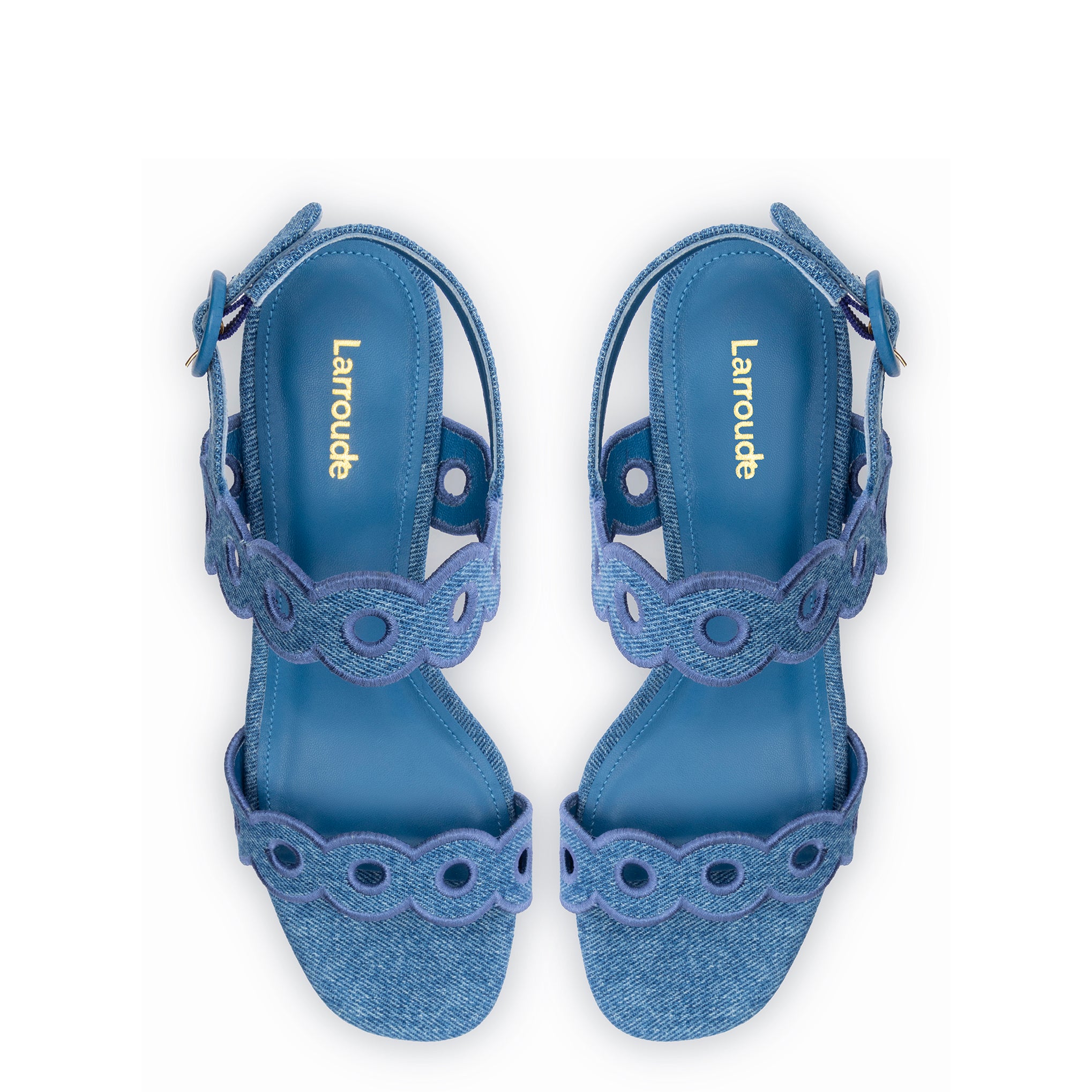 Florence Broderie Sandal In Blue Denim