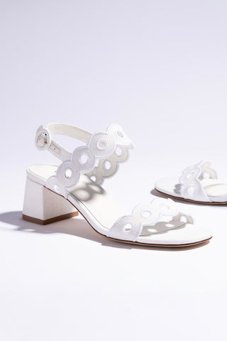 Florence Broderie Sandal In White Raffia