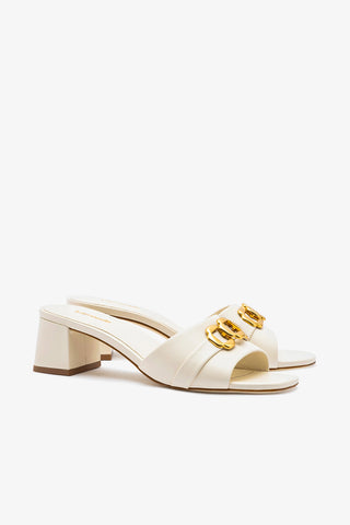 Franca Block Sandal In Ivory Leather