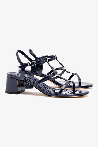 Hana Block In Navy Patent Leather