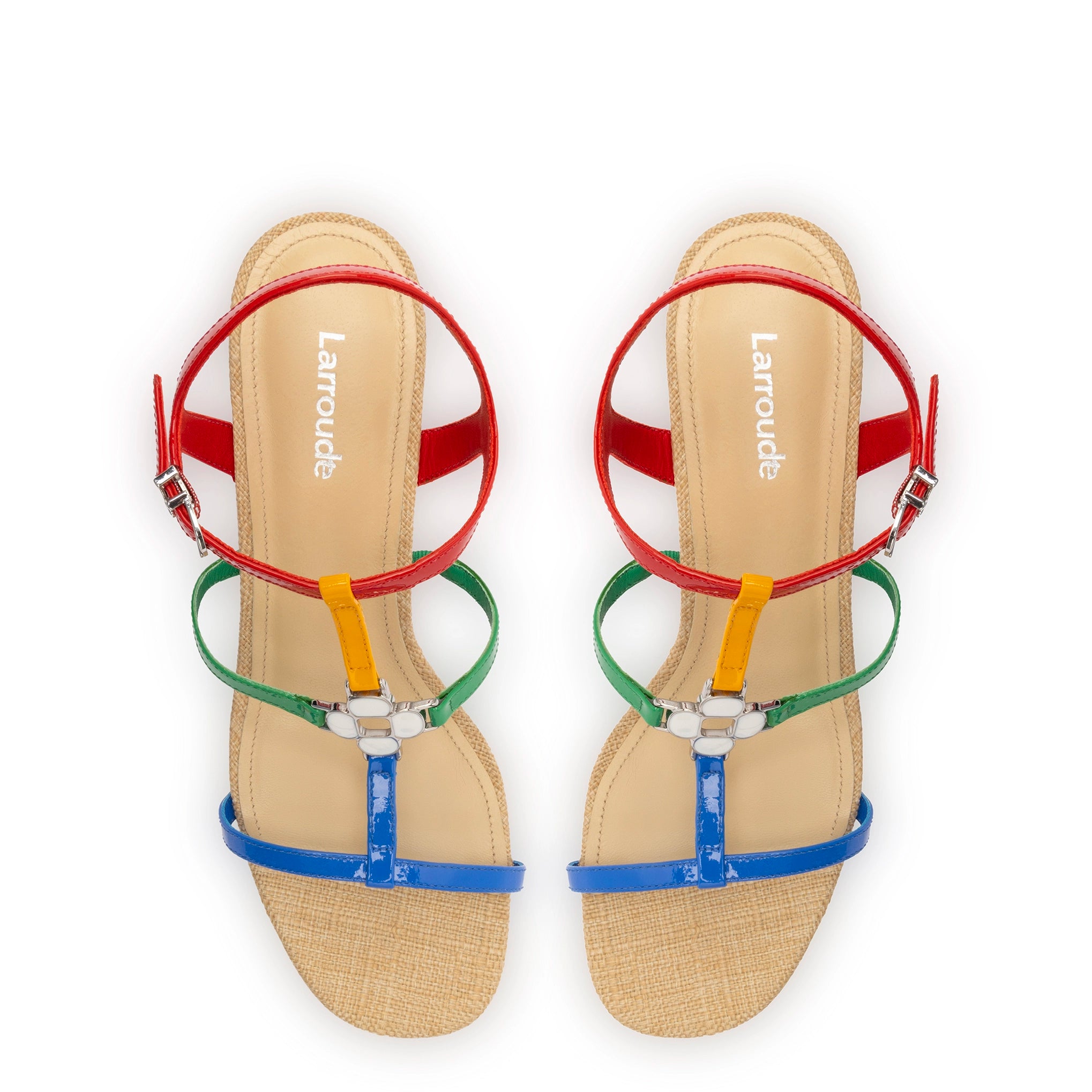 Hana Block In Multicolor Patent Leather and Raffia