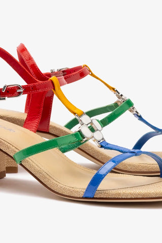 Hana Block In Multicolor Patent Leather and Raffia