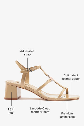 Hana Block Sandal Sand Patent Leather Sandal Larroudé