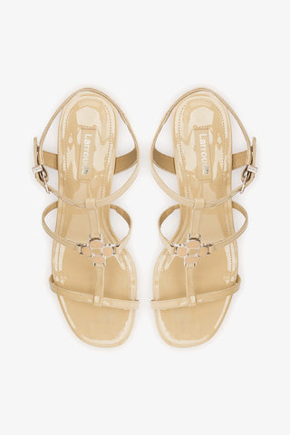 Hana Block Sandal Sand Patent Leather Sandal Larroudé