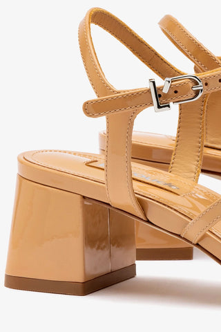 Hana Block In Tan Patent Leather