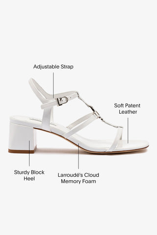 Hana Block In White Patent Leather Sandal Larroudé