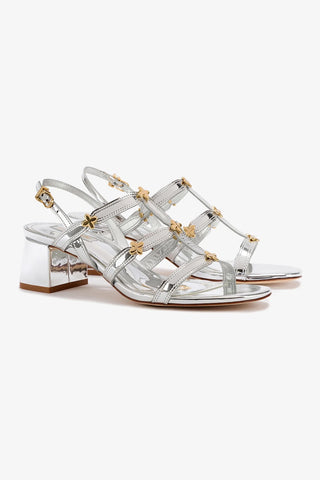 Harmony Block Sandal In Silver Specchio