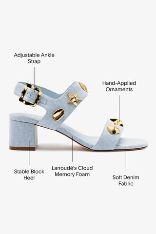 Madison Block In Maya Denim Sandal Larroudé