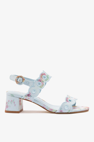 Larroudé x Markarian Florence Broderie In Apple Blue Floral Ikat