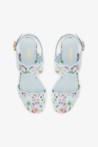 Larroudé x Markarian Florence Broderie In Apple Blue Floral Ikat