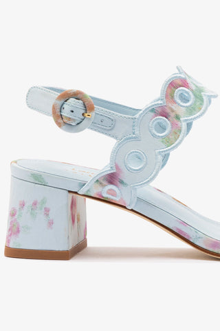 Larroudé x Markarian Florence Broderie In Apple Blue Floral Ikat