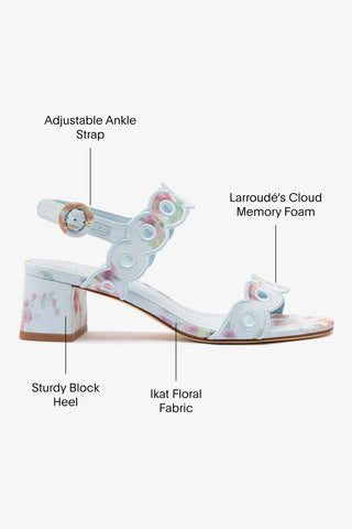 Larroudé x Markarian Florence Broderie In Apple Blue Floral Ikat