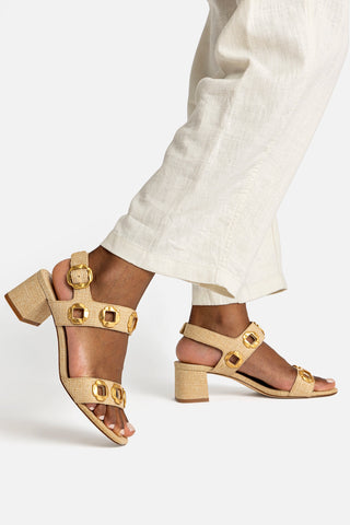 Milan Sandal In Beige Raffia Sandal Larroudé