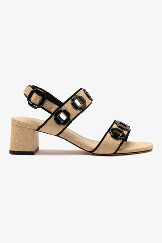 Milan Sandal In Beige Raffia and Black Trimming