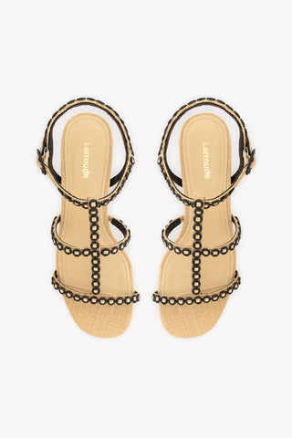 Milanina Block Sandal In Beige Raffia