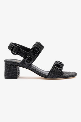 Milan Sandal In Black Wave Raffia