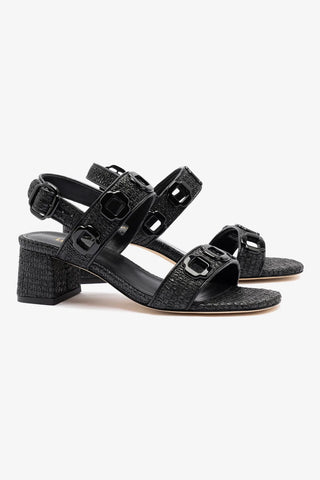 Milan Sandal In Black Wave Raffia