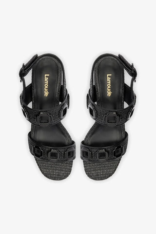 Milan Sandal In Black Wave Raffia