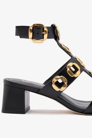 Milan Gladiator Block Sandal In Black Leather