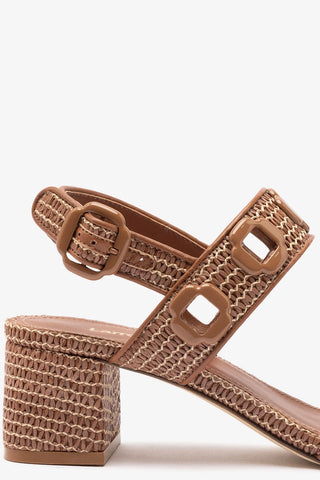 Milan Sandal In Caramel Wave Raffia