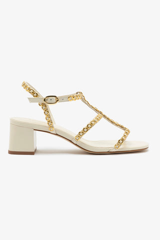 Milanina Block Sandal In Ivory Leather