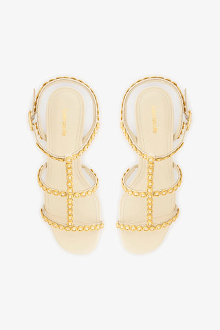 Milanina Block Sandal In Ivory Leather