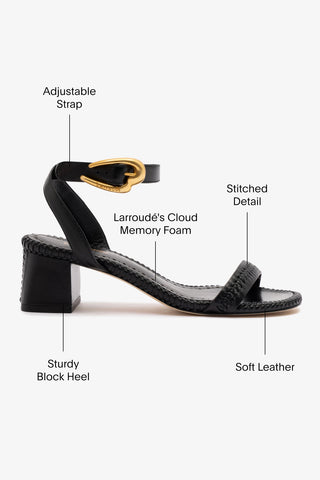 Verona Block Sandal In Black Leather