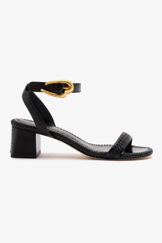 Verona Block Sandal In Black Leather