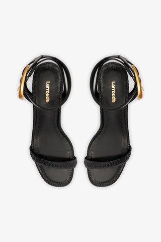 Verona Block Sandal In Black Leather