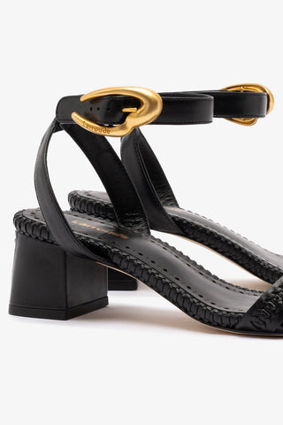 Verona Block Sandal In Black Leather