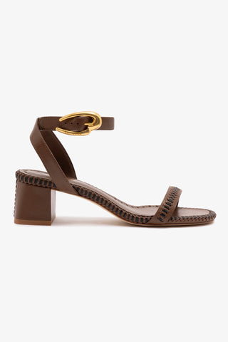Verona Block Sandal In Burnt Umber Leather