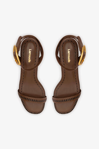 Verona Block Sandal In Burnt Umber Leather