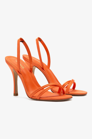 Annie Sandal In Orange Satin