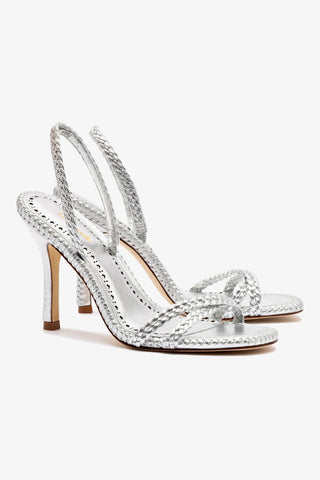 Annie Sandal In Silver Metallic Leather