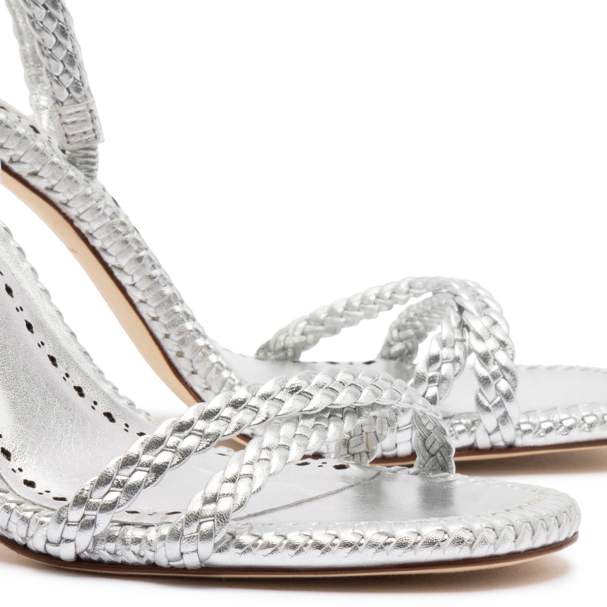 Annie Sandal In Silver Metallic Leather