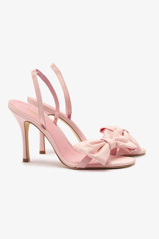 Larroudé for LoveShackFancy Bow Sandal In Pink Fabric