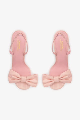 Larroudé for LoveShackFancy Bow Sandal In Pink Fabric