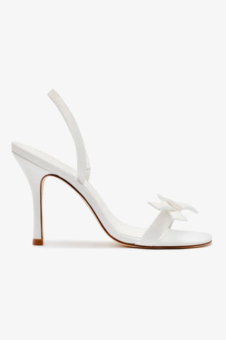 Larroudé x Markarian Bridal Sandal In White Satin