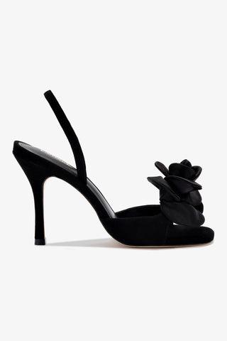 Salma Sandal In Black Suede and Satin