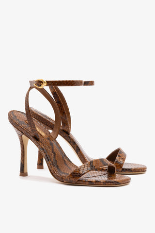 Veronina Sandal In Oud Python Embossed Leather