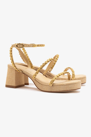 Gio Milanina Sandal In Beige Raffia