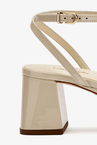 Gio Sandal In Ivory Patent Leather