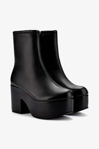 Miso Platform Boot In Black Stretch Leather Boot Larroudé