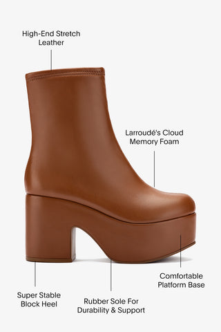 Miso Platform Boot In Caramel Stretch Leather