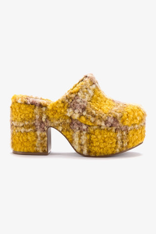 Miso Platform Clog In Dijon Plaid Shearling