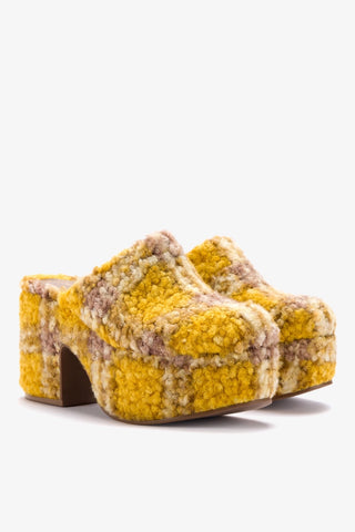 Miso Platform Clog In Dijon Plaid Shearling