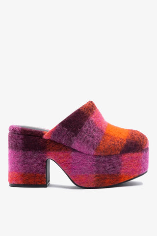 Miso Platform Clog Plum Printed Felt