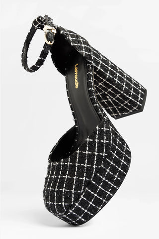 Ari Platform Pump Black Tweed Pump Larroude