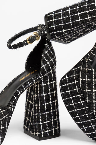 Ari Platform Pump Black Tweed Pump Larroude