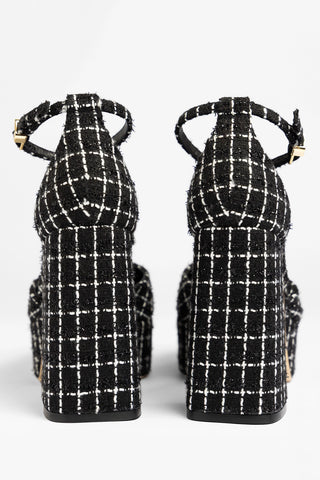 Ari Platform Pump Black Tweed Pump Larroude